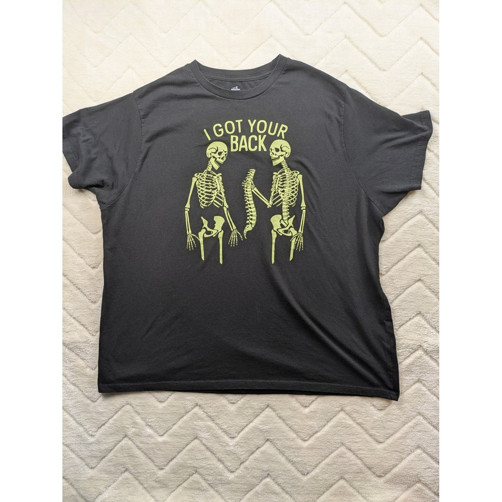 Celebrate Halloween Mens 2XL Black I Got Your Back Skeleton Graphic T-Shirt